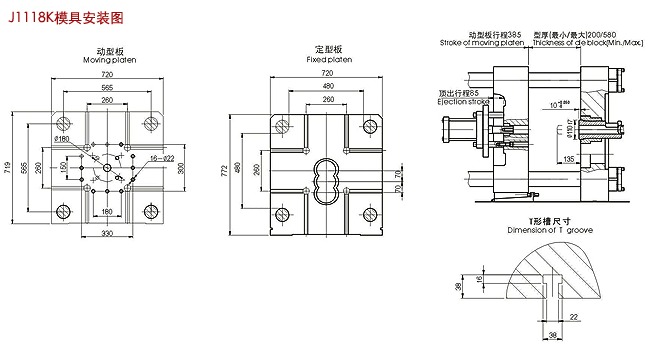 J1118K型(180噸)1800千牛臥式冷室壓鑄機基礎(chǔ)安裝圖